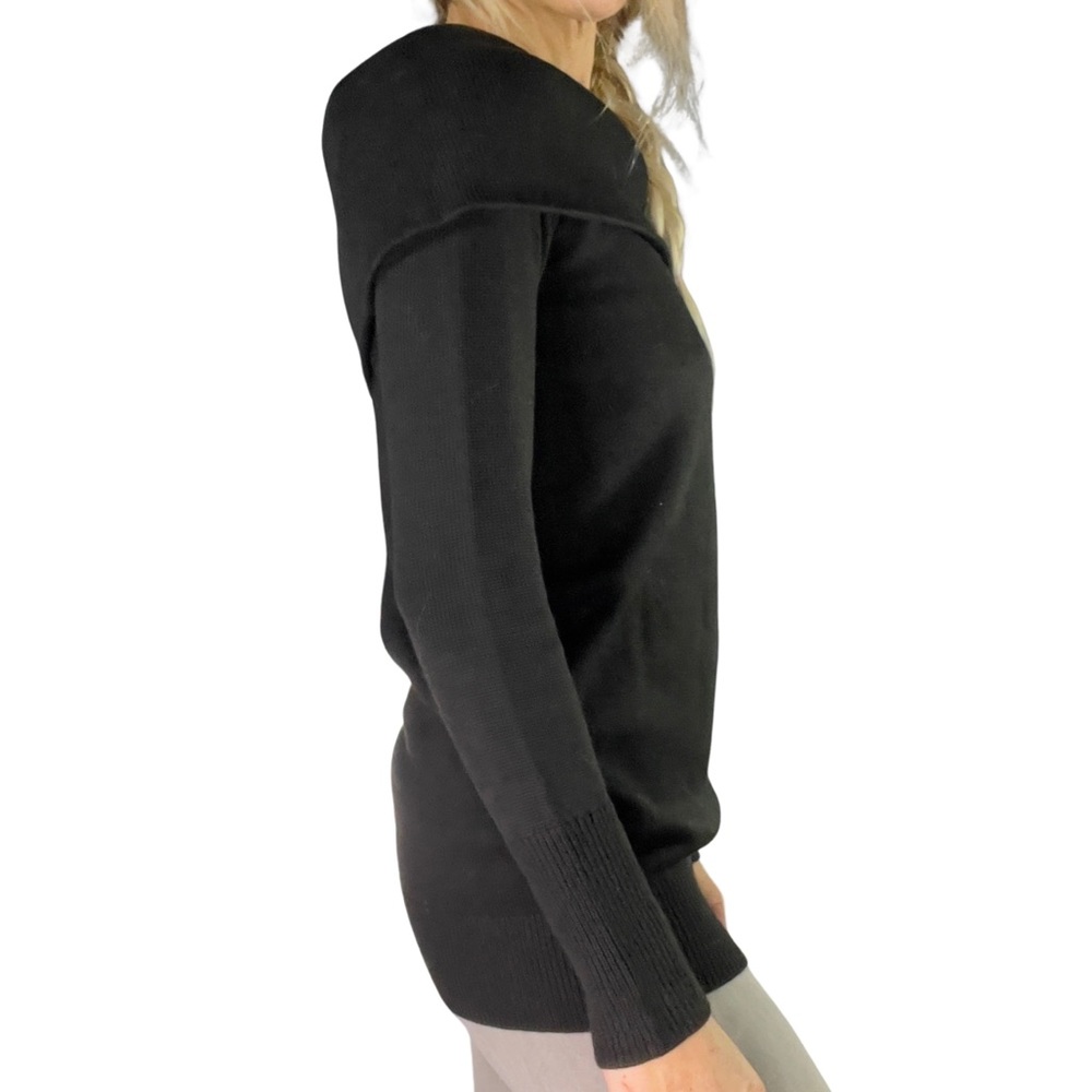 LOFT Off-Shoulder Foldover Black‎ Sweater - Picture 3 of 10